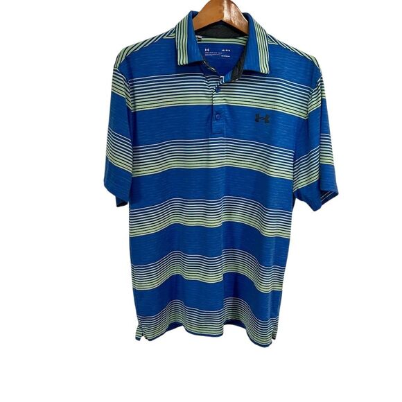 Under Armour‎ Blue and Green Striped Polo Shirt - Picture 1 of 6